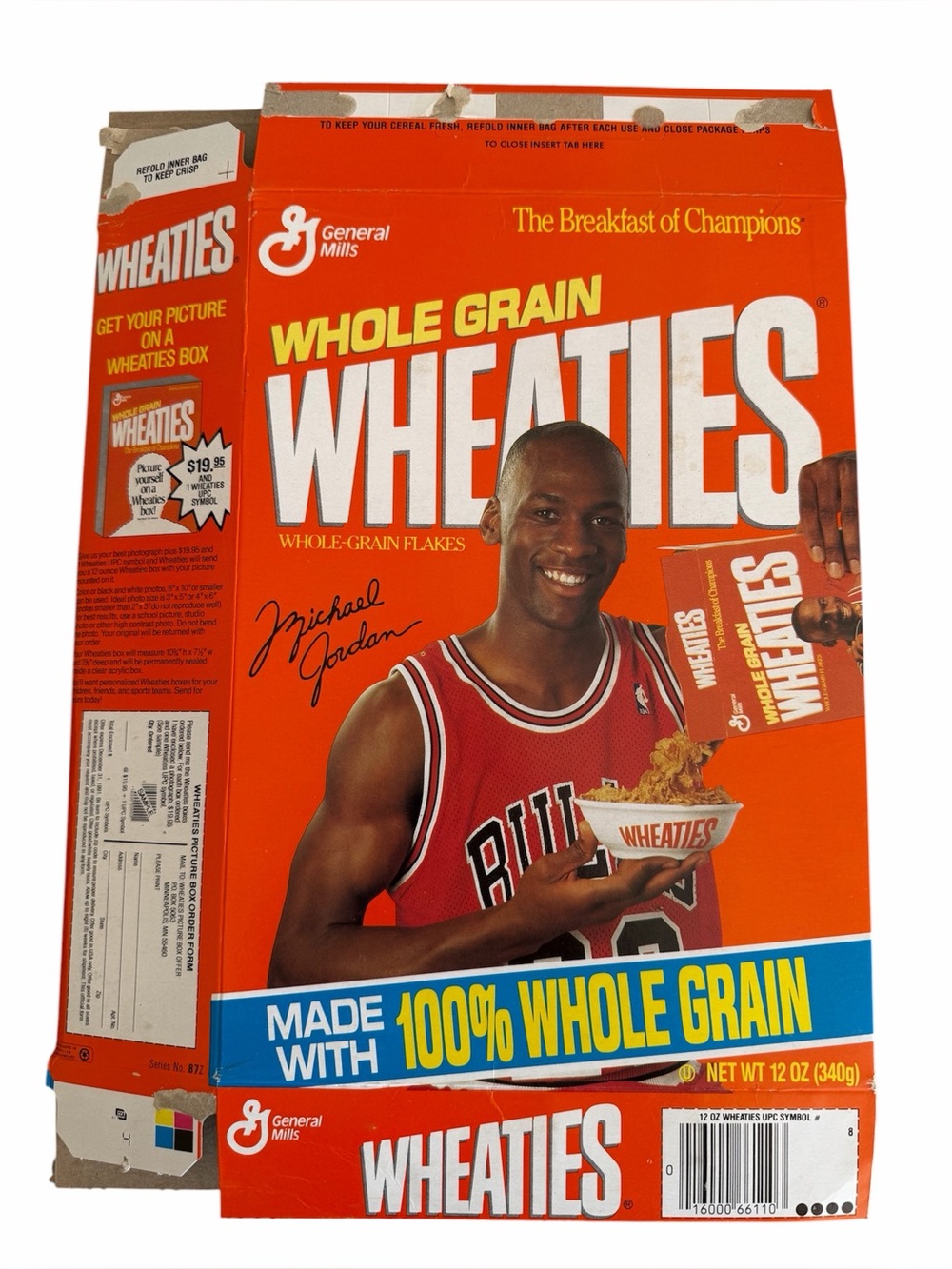 General Mills Wheaties Michael Jordan Chicago Bulls Flattened Cereal Box 1990